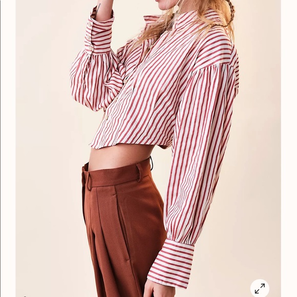 Free People Ophelia Corset Buttondown Red Rust - Picture 2 of 8